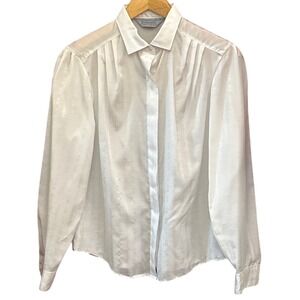 Vintage 80s Cobble Lane Shirtmakers  Secretary Core Dark Academia White Jacquard